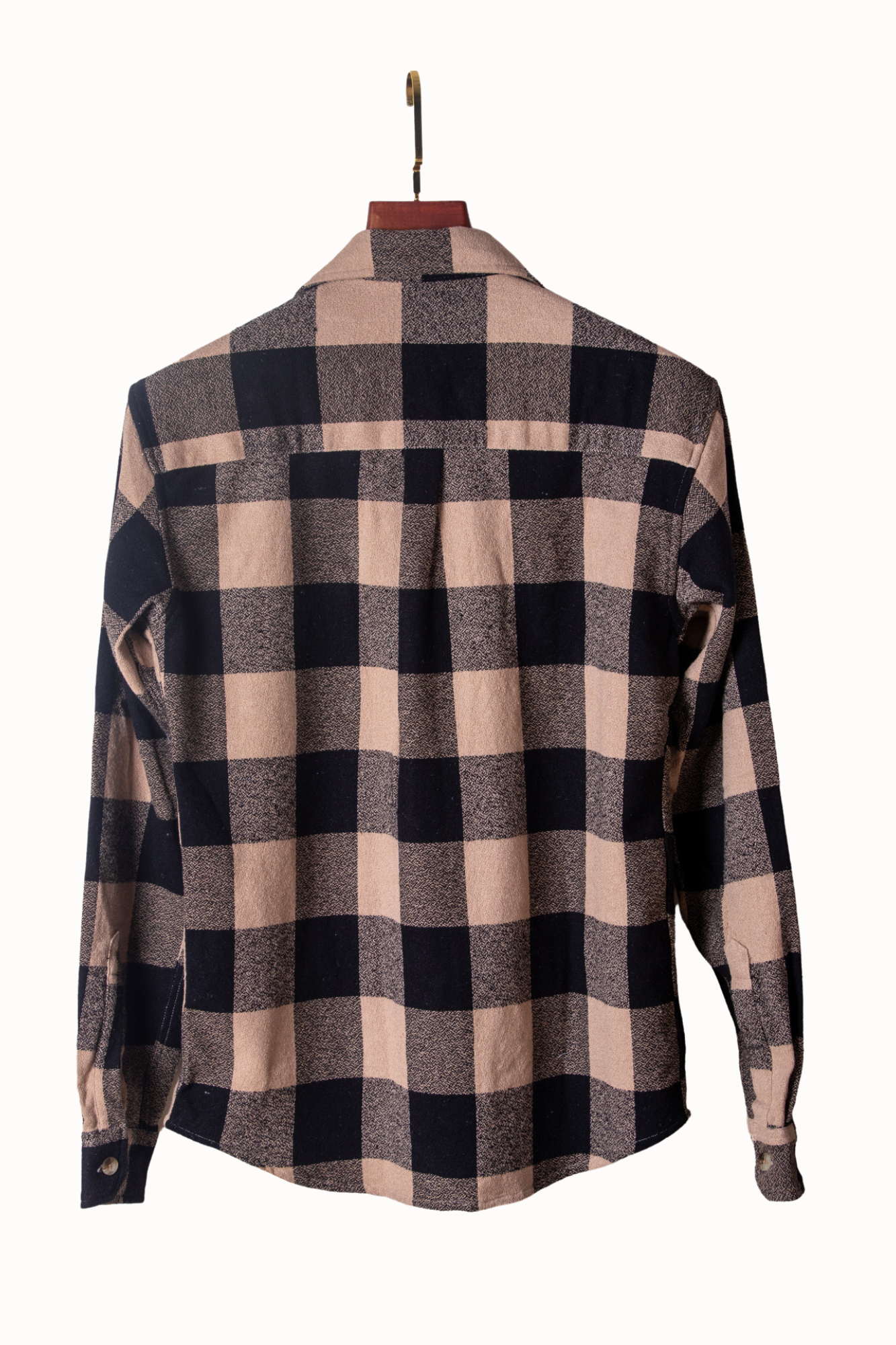 Beige Black Check Shirt Image 2