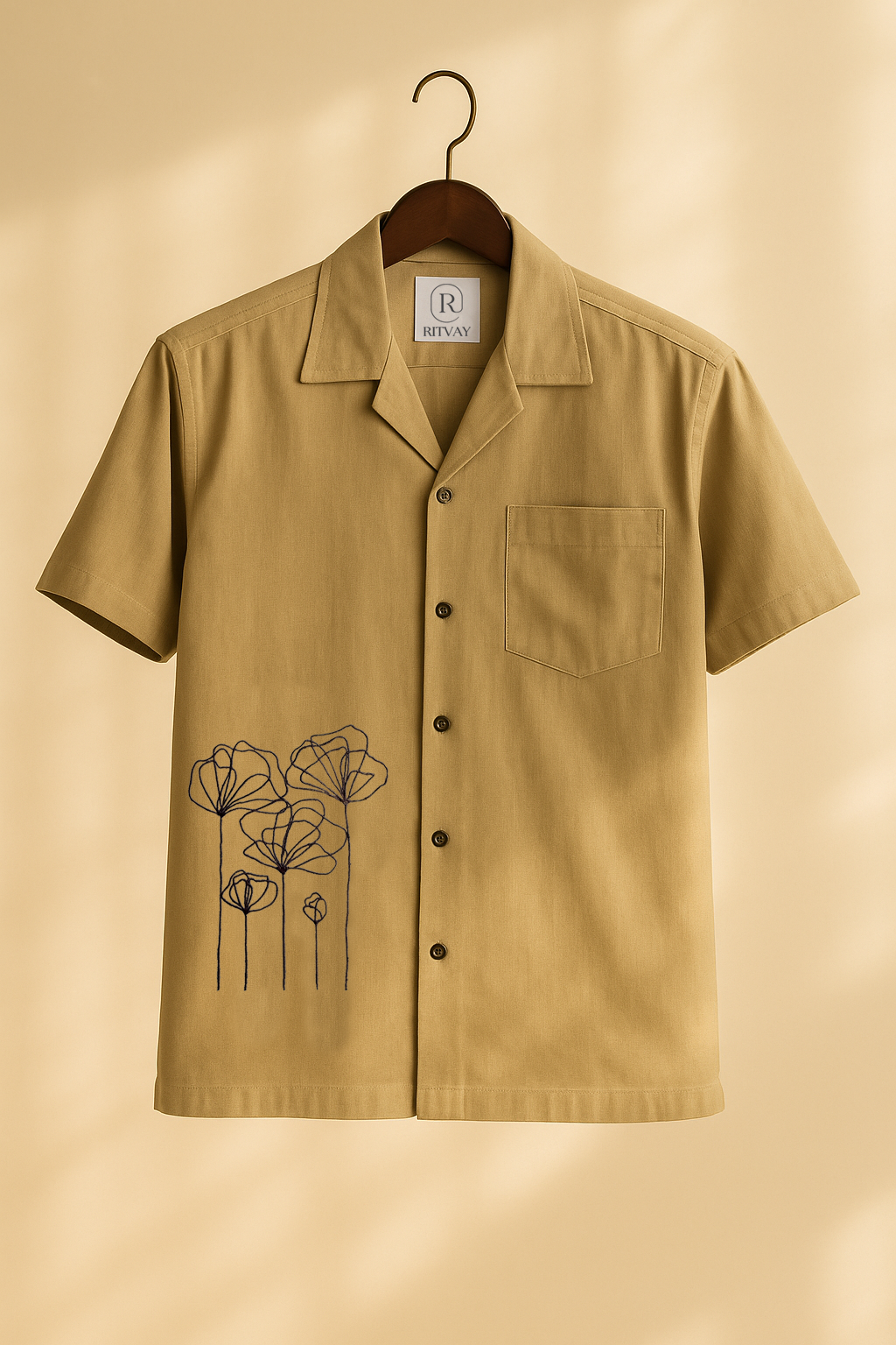 Beige Flower Embroidery