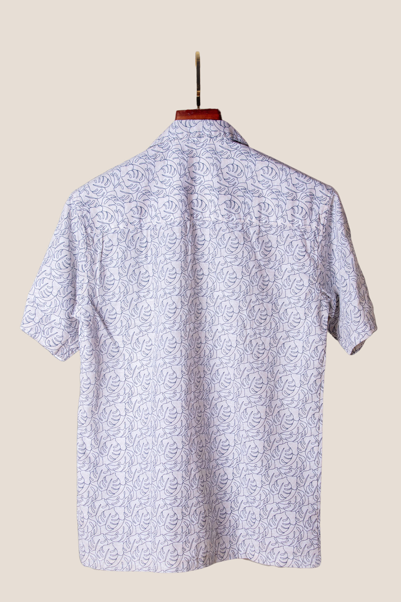 Beige Leaf Print Resort Shirt Image 2