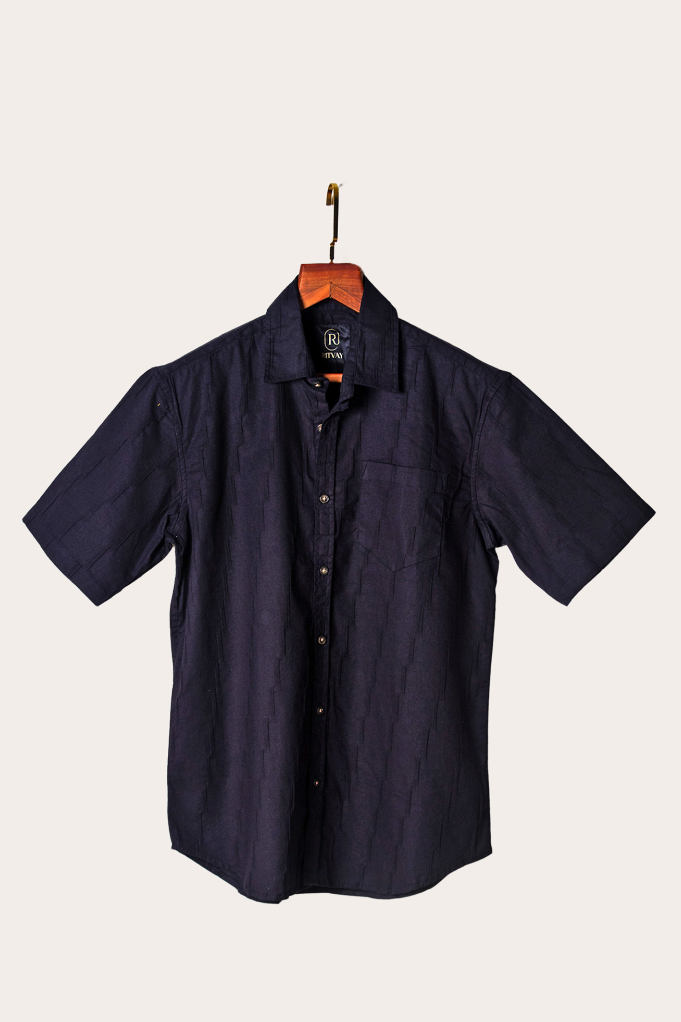 Black Dobby Cotton Shirt Image 1