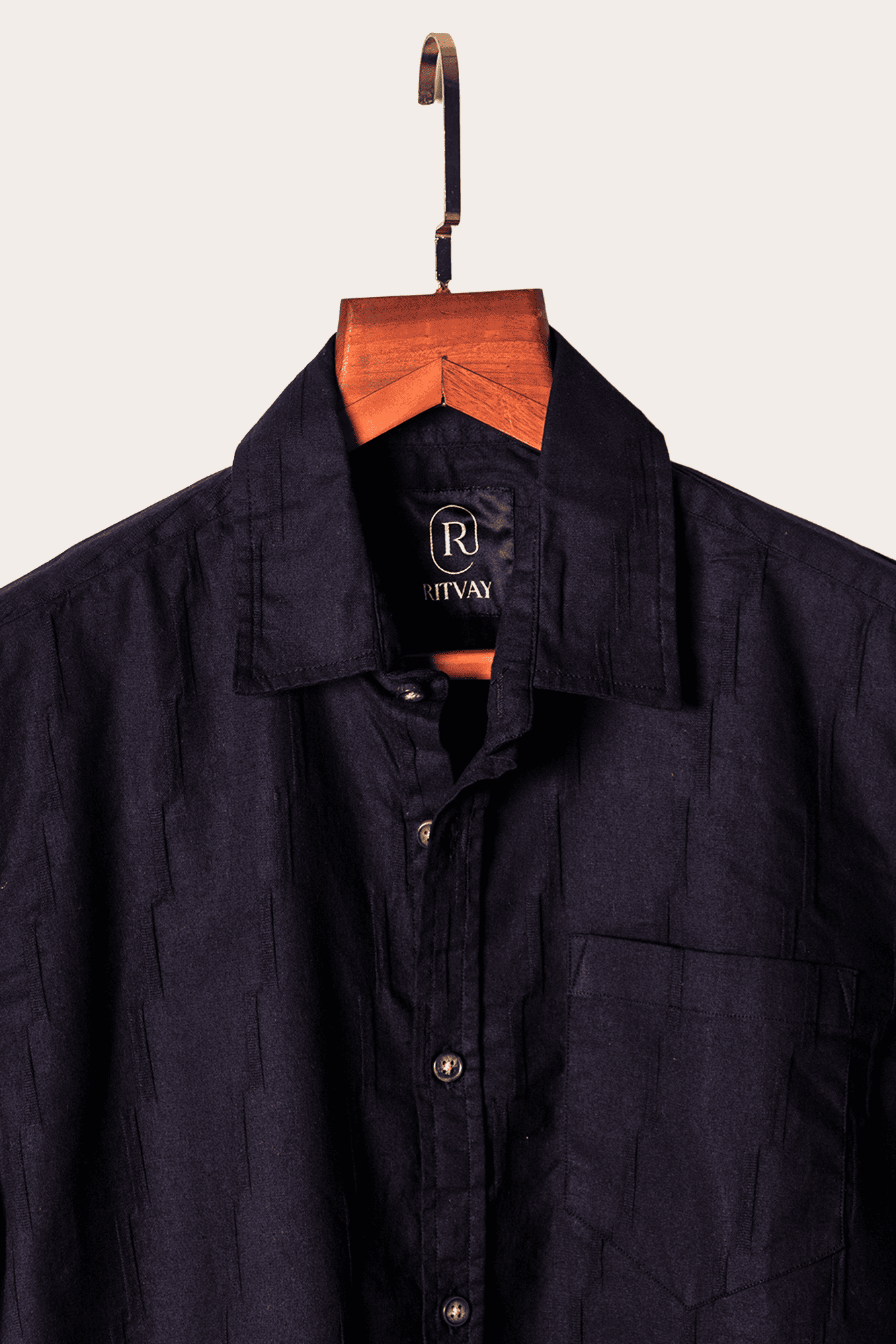 Black Dobby Cotton Shirt Image 3