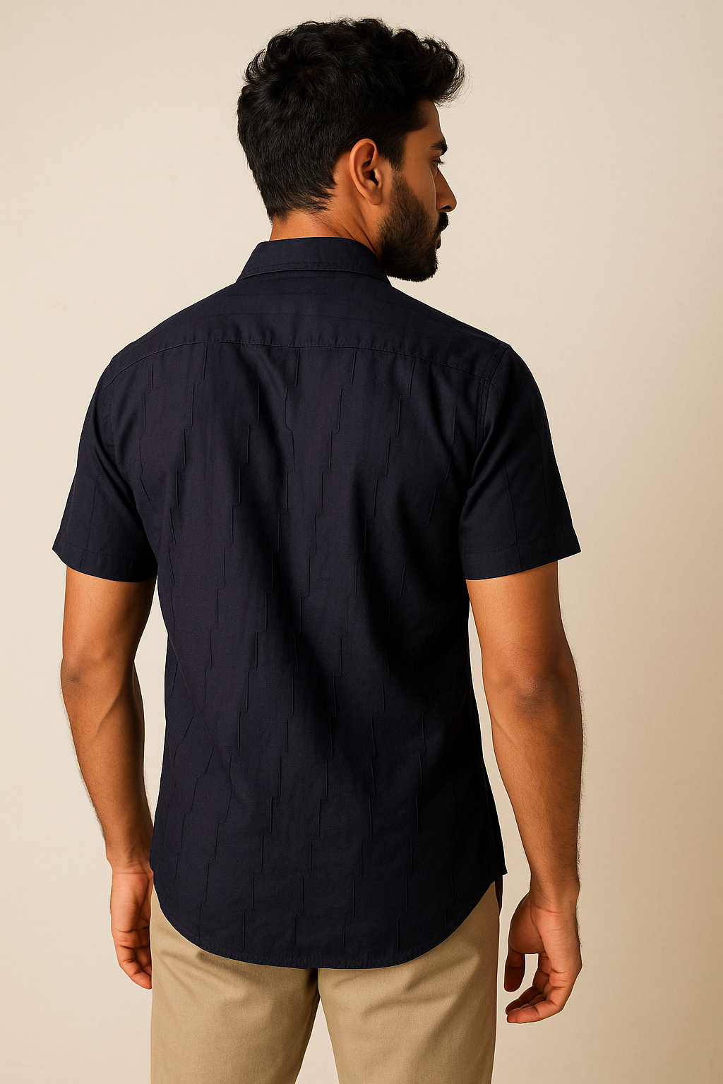 Black Dobby Cotton Shirt Model 2