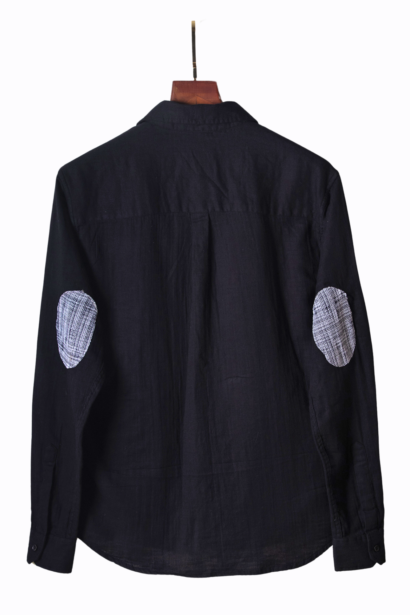 Black Plain Double Cloth Shirt Image 2