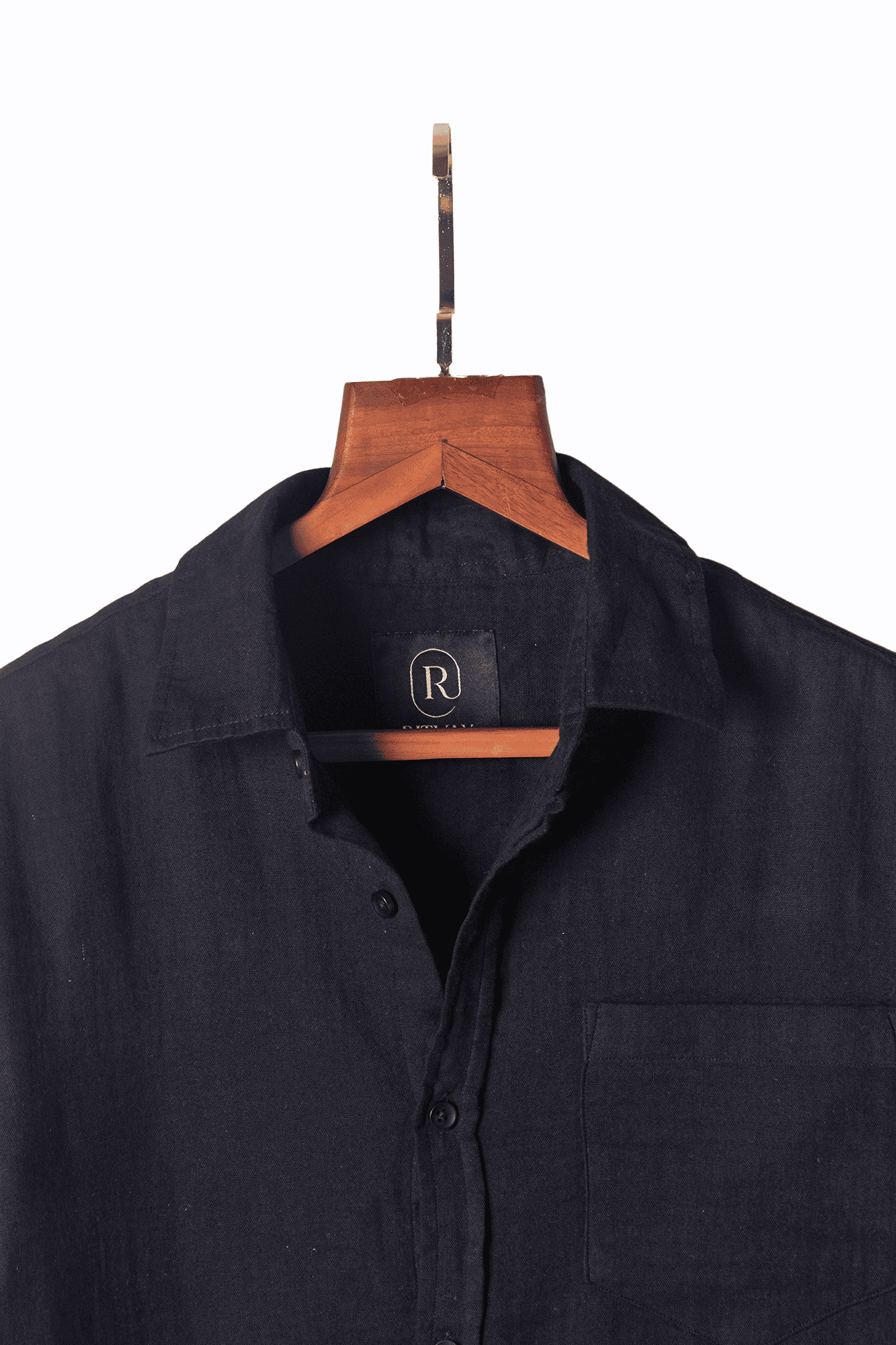 Black Plain Double Cloth Shirt Image 3