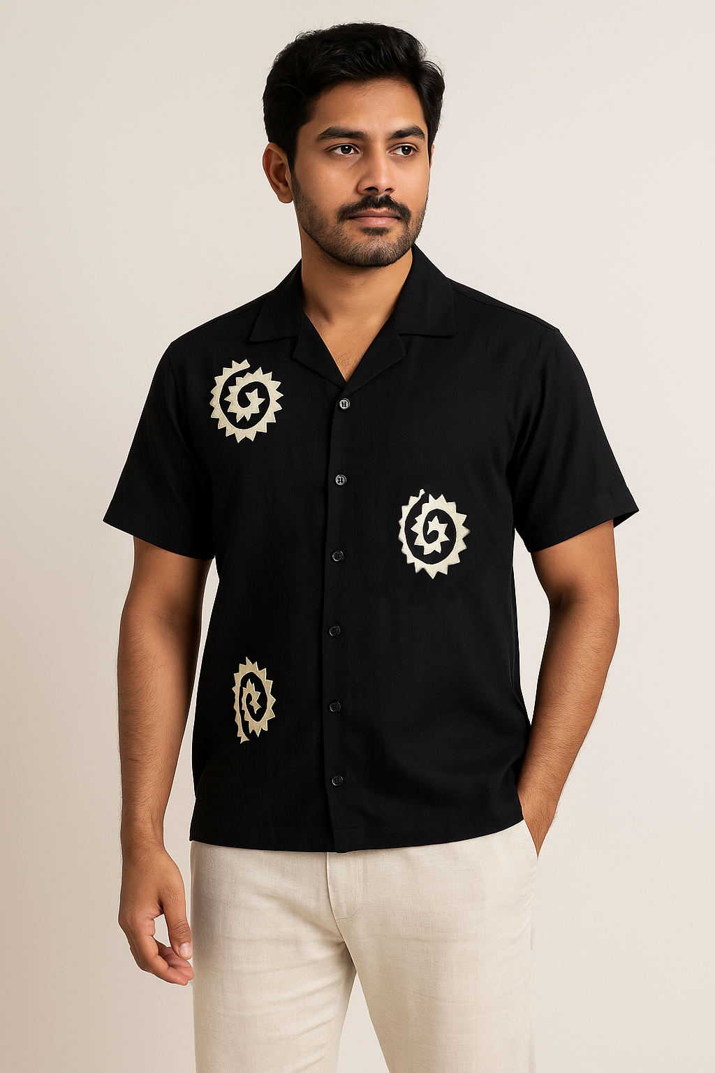 Black White Circle Embroidery