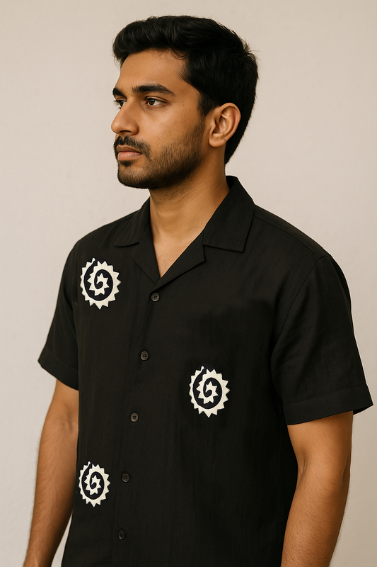 Black White Circle Embroidery