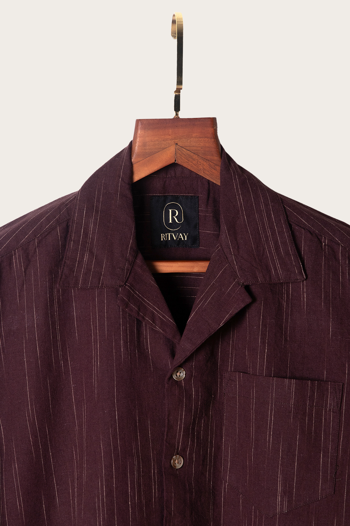 Brown Slub Shirt Half Sleeve Image 3