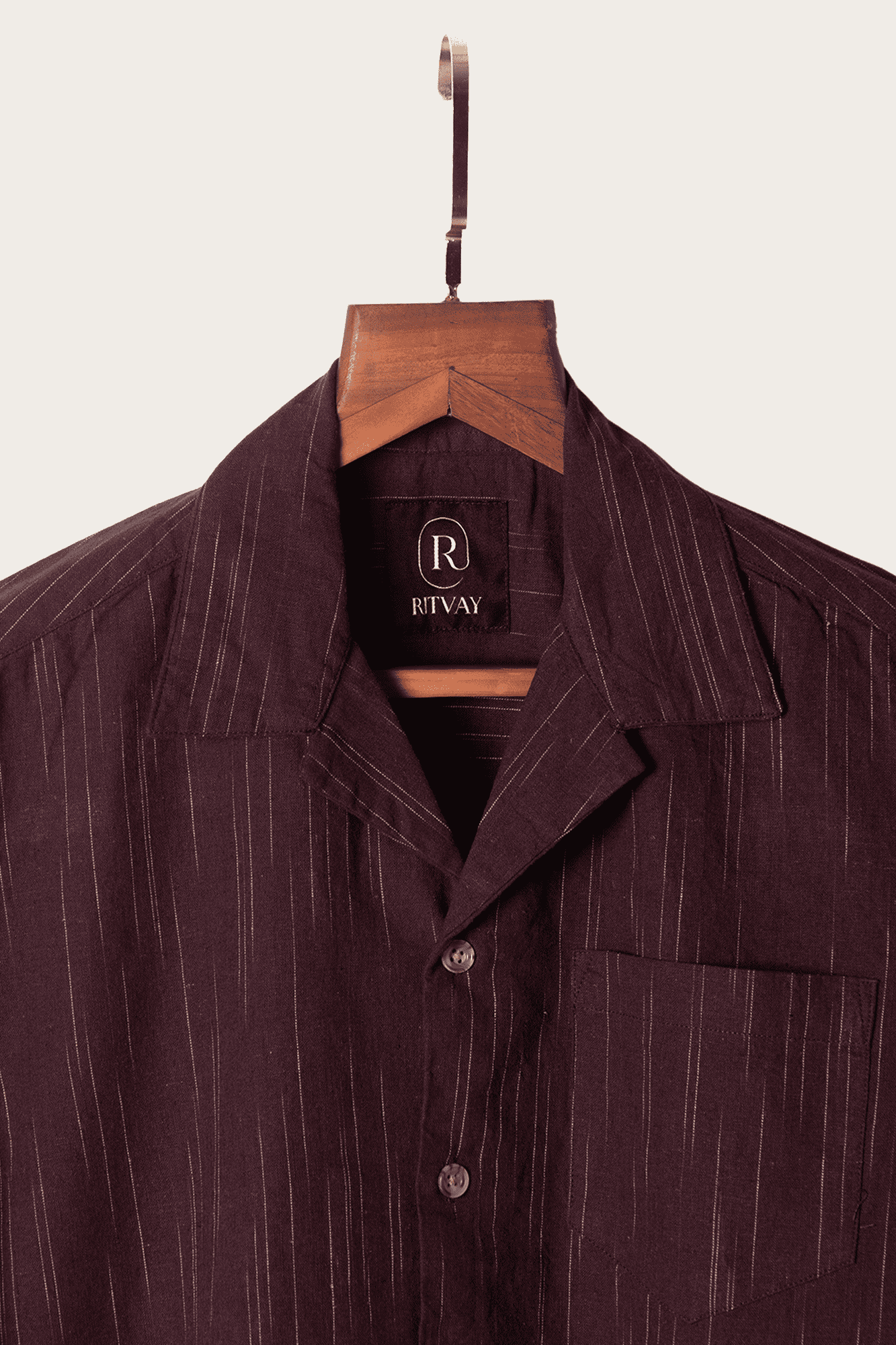Brown Slub Shirt Half Sleeve Image 3