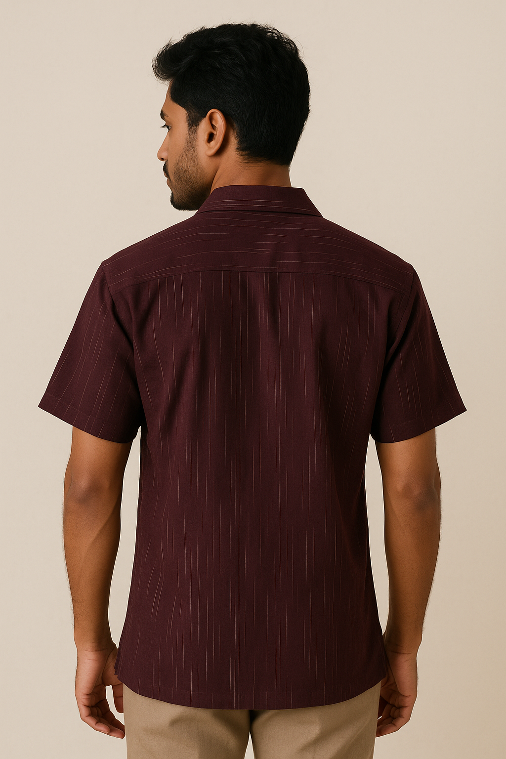 Brown Slub Shirt Half Sleeve Model 2