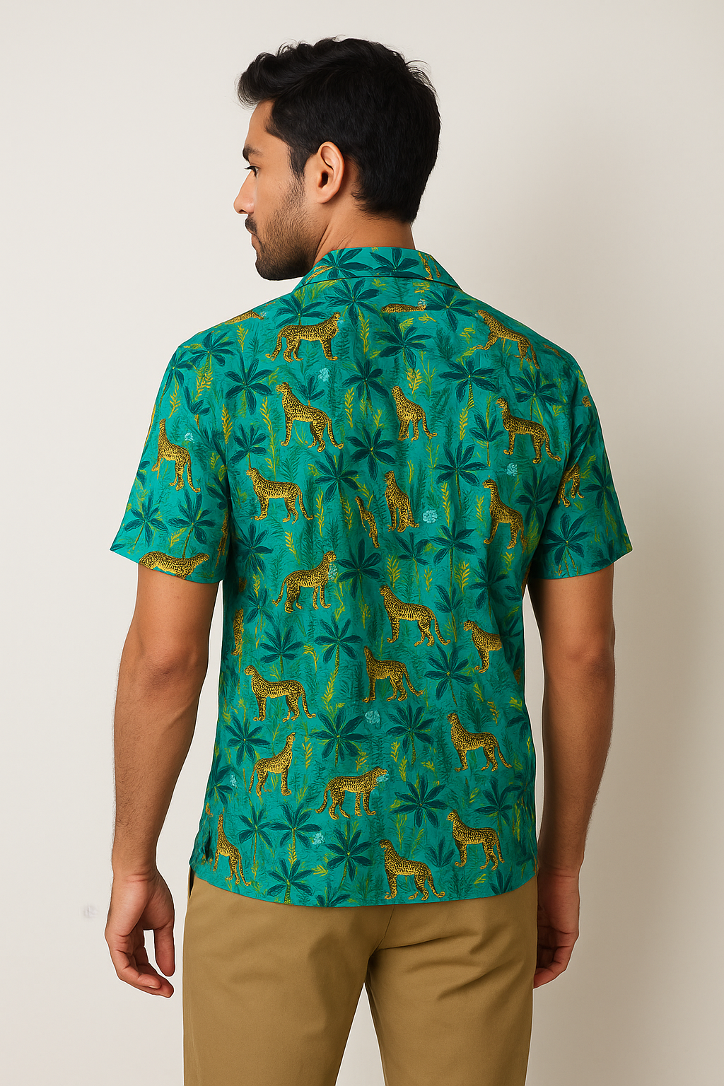 Green Cheetah Print Shirt Model 2