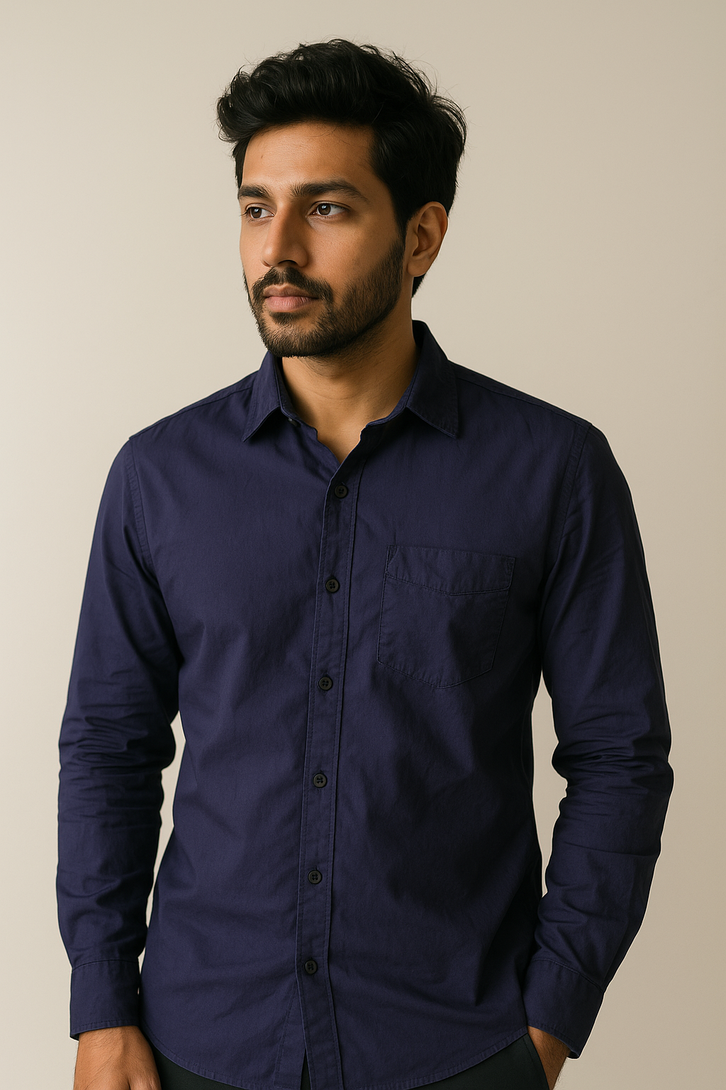 Navy Solid Shirt Model 1