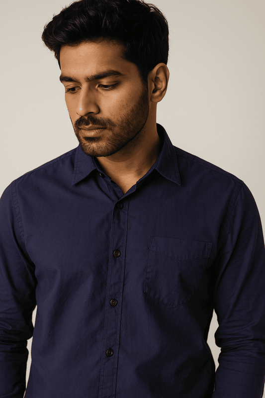 Navy Solid Shirt Model 3