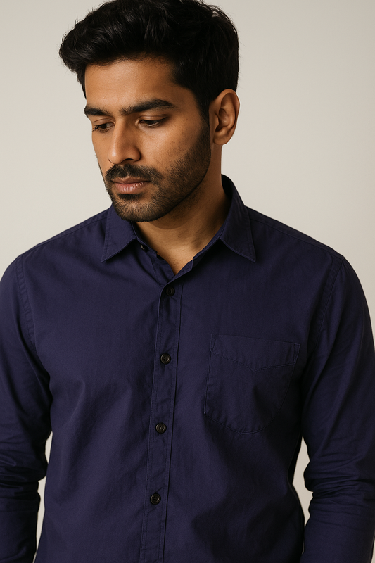 Navy Solid Shirt Model 3