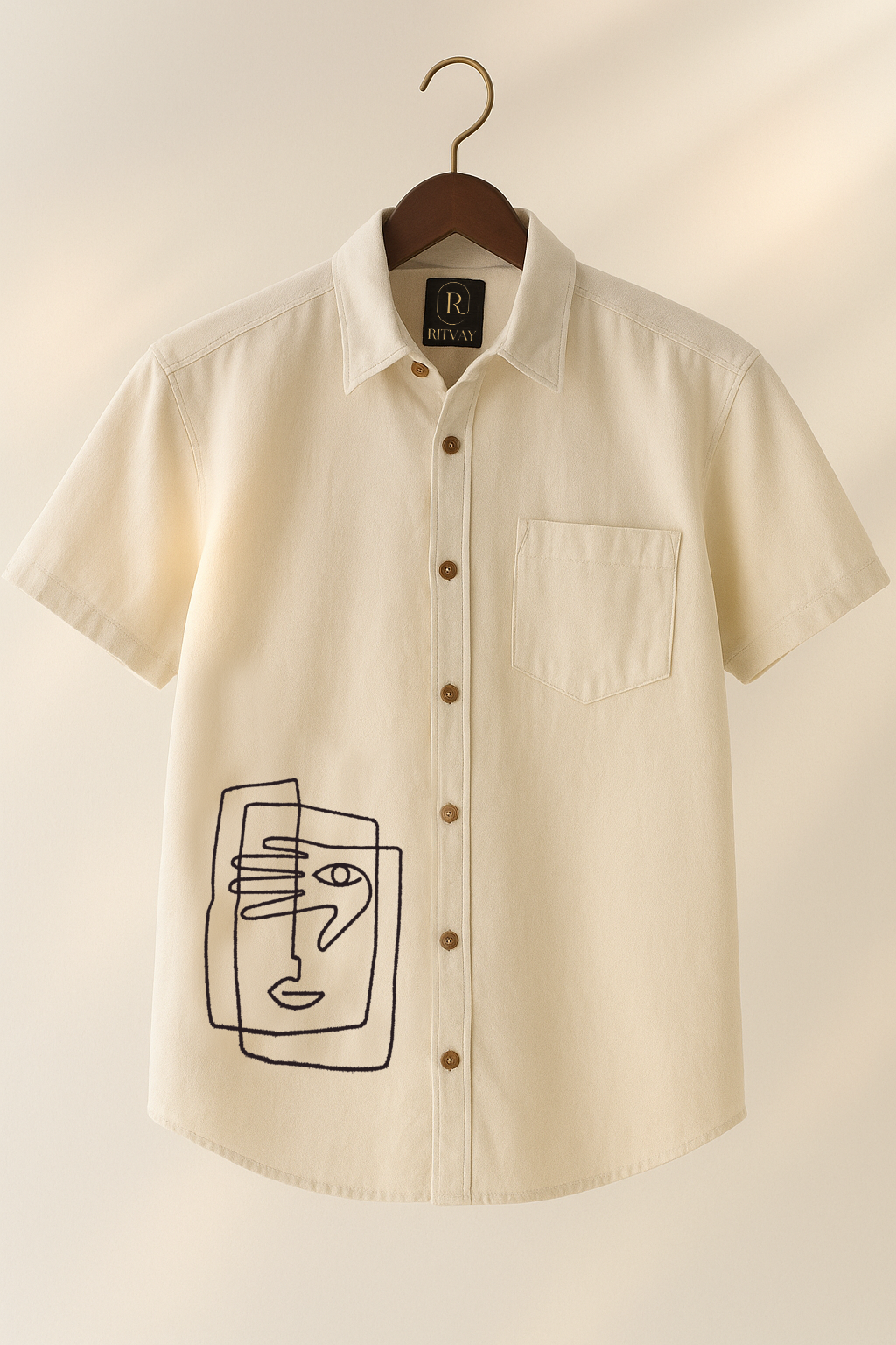 Off White Face Embroidery Shirt