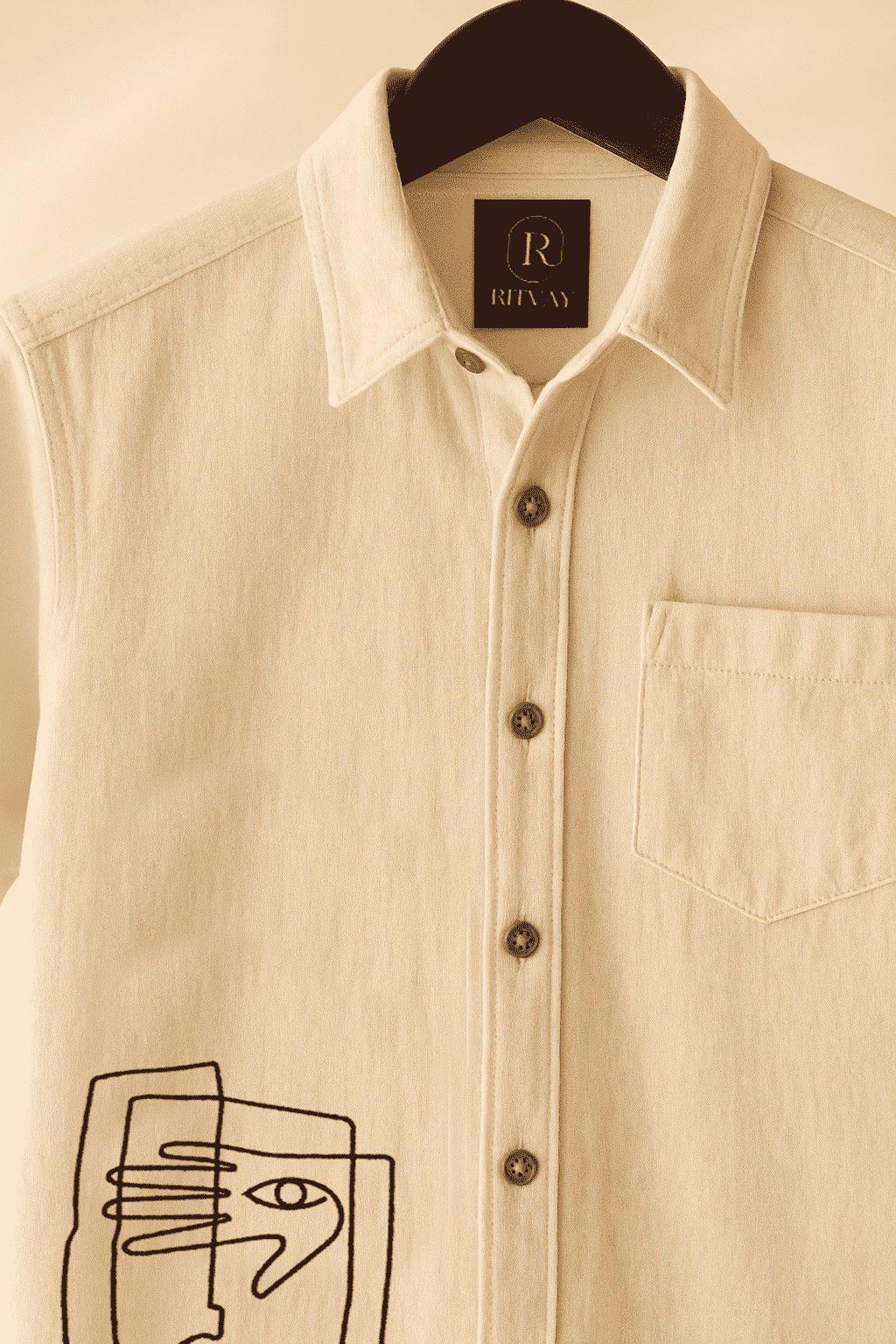 Off White Face Embroidery Shirt
