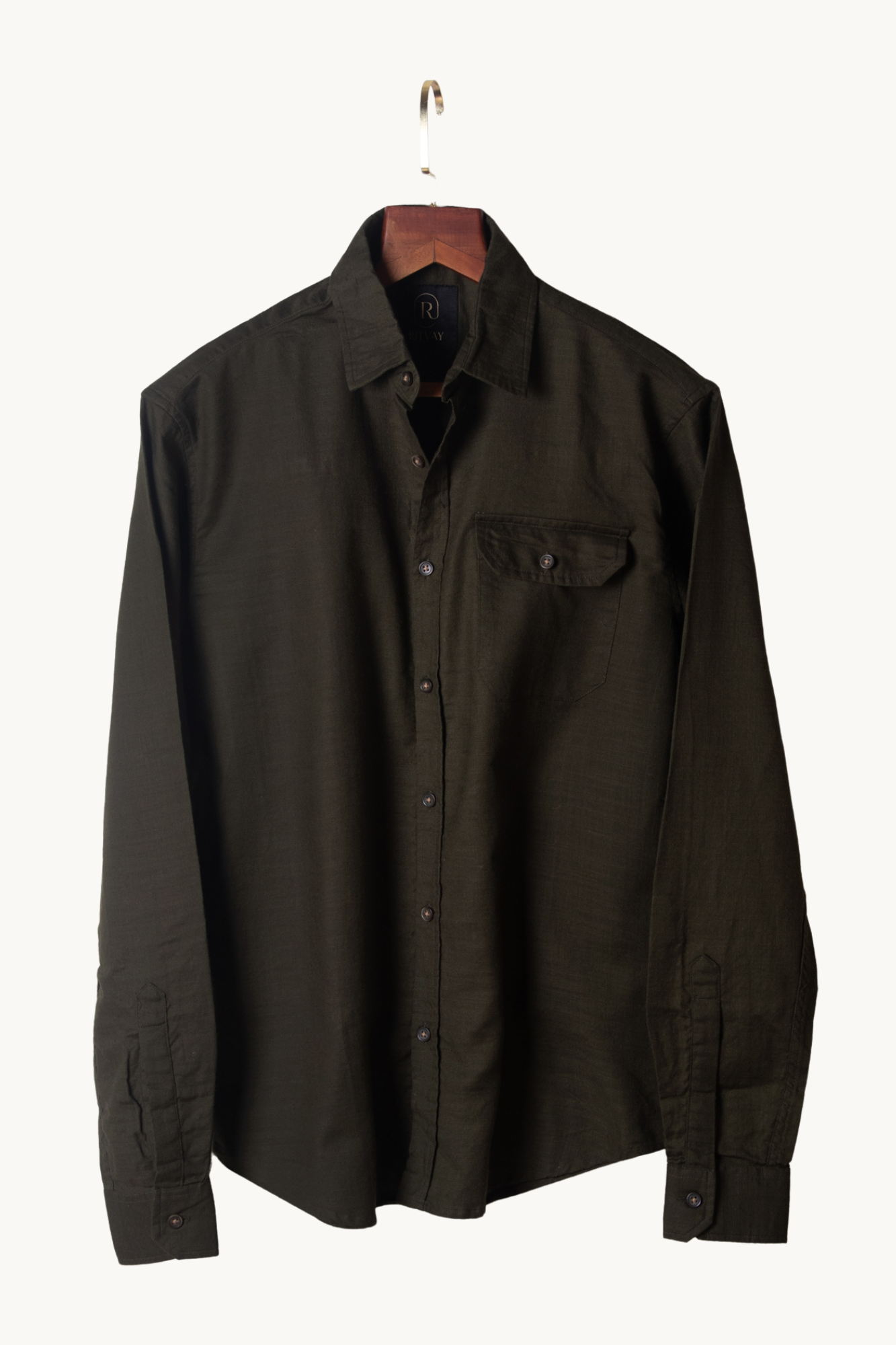 Olive Slub Shirt Image 1