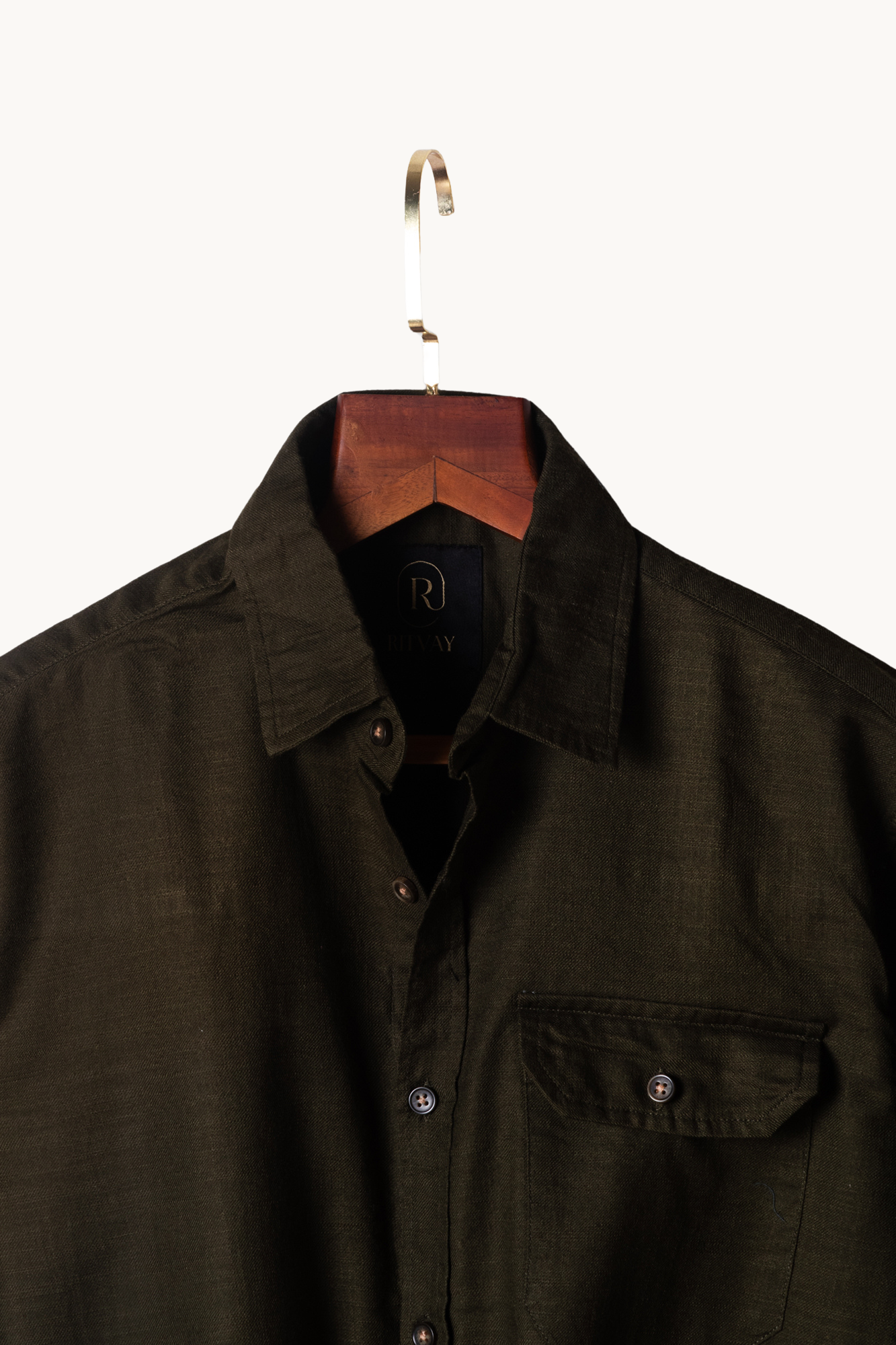 Olive Slub Shirt Image 3