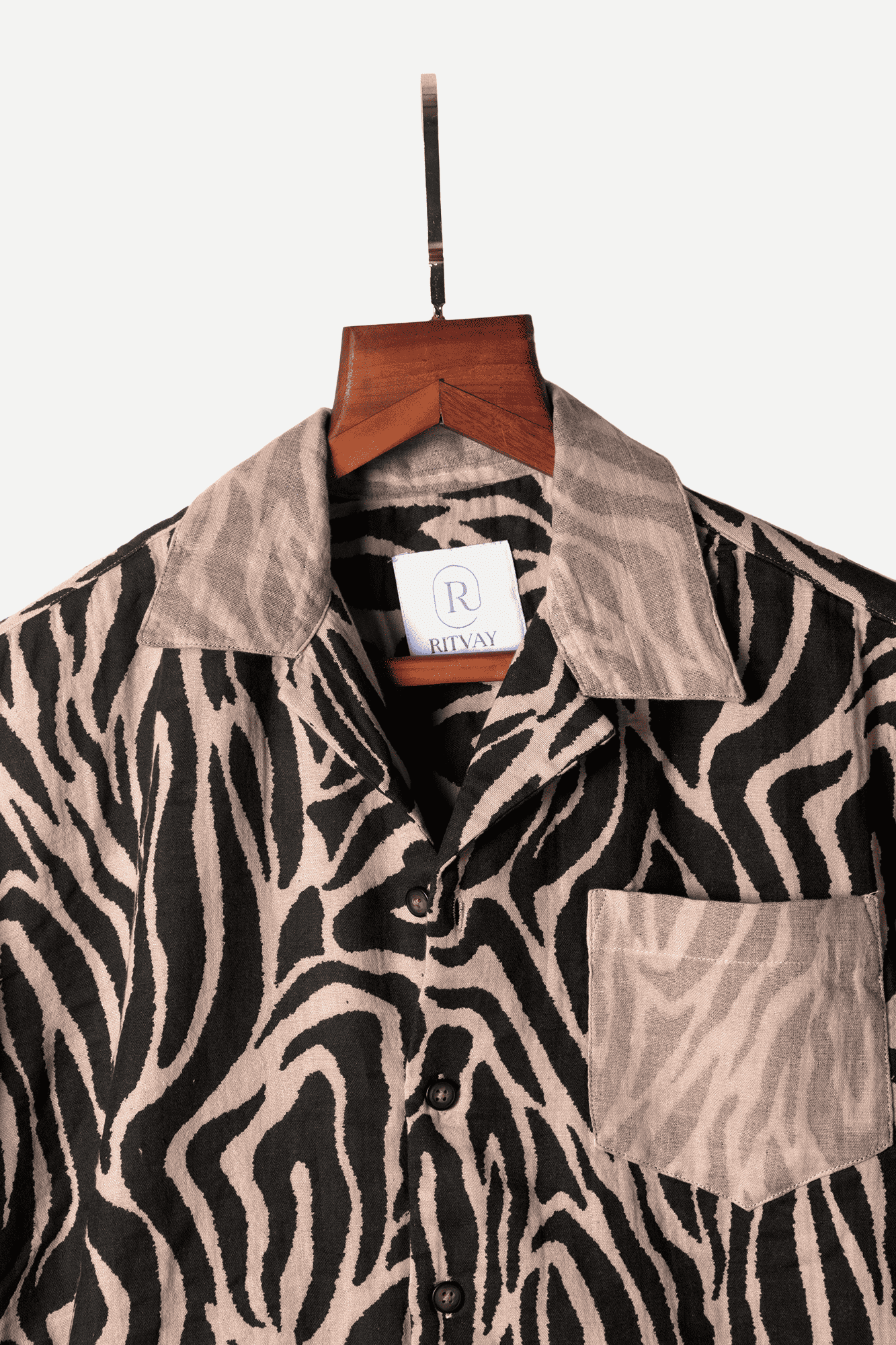 Olive Beige Zebra Print Shirt Image 3