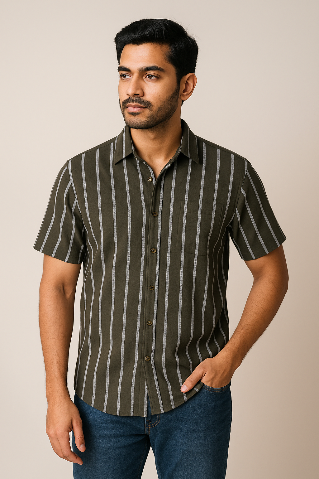 Olive White Shirt Model 1