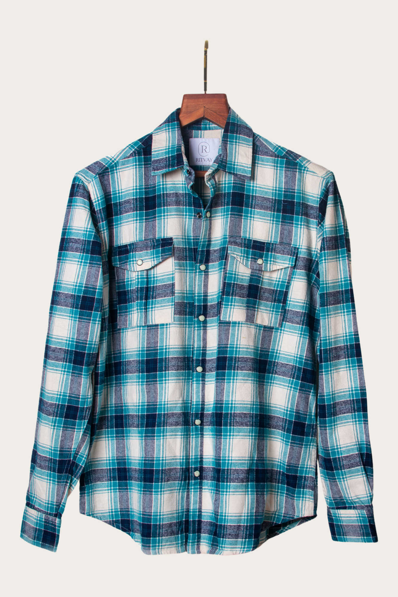 Turq Blue Check Shirt Image 1
