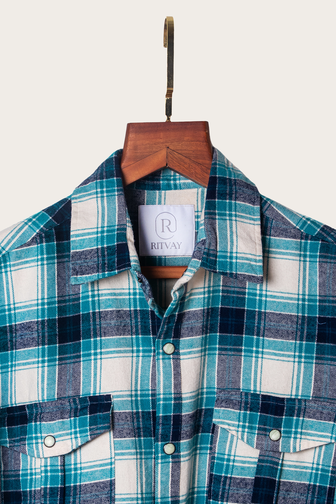 Turq Blue Check Shirt Image 3