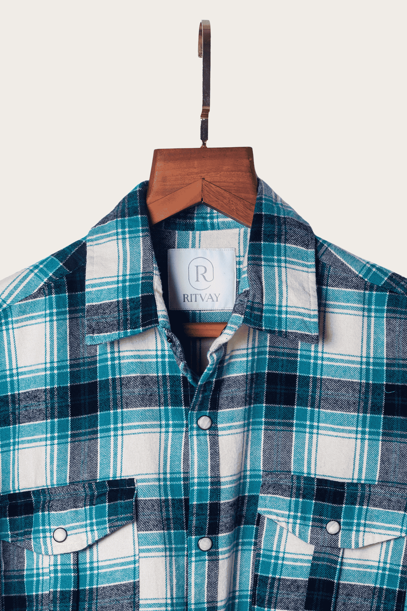 Turq Blue Check Shirt Image 3