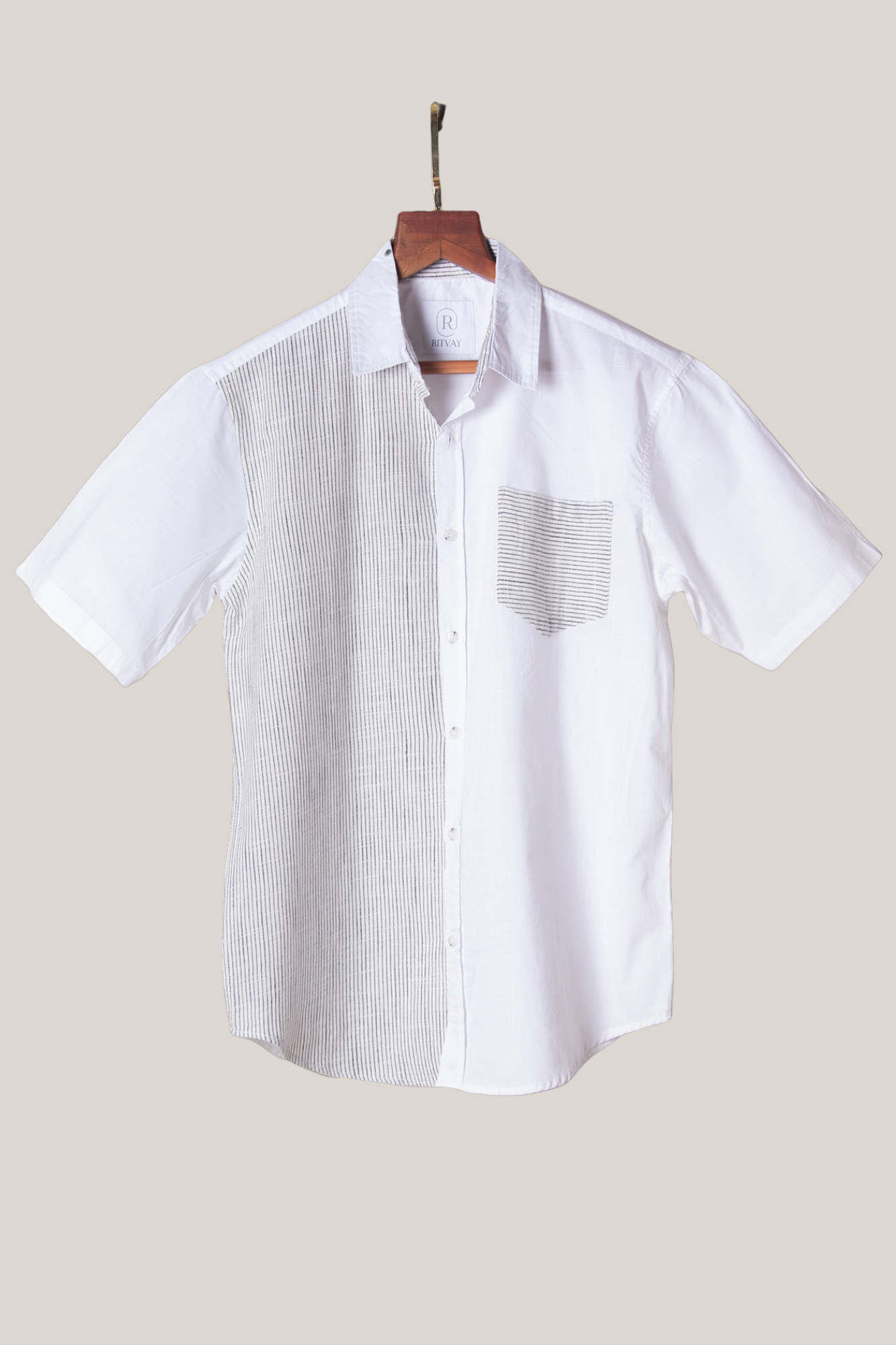 White Slub Stripe Shirt Image 1