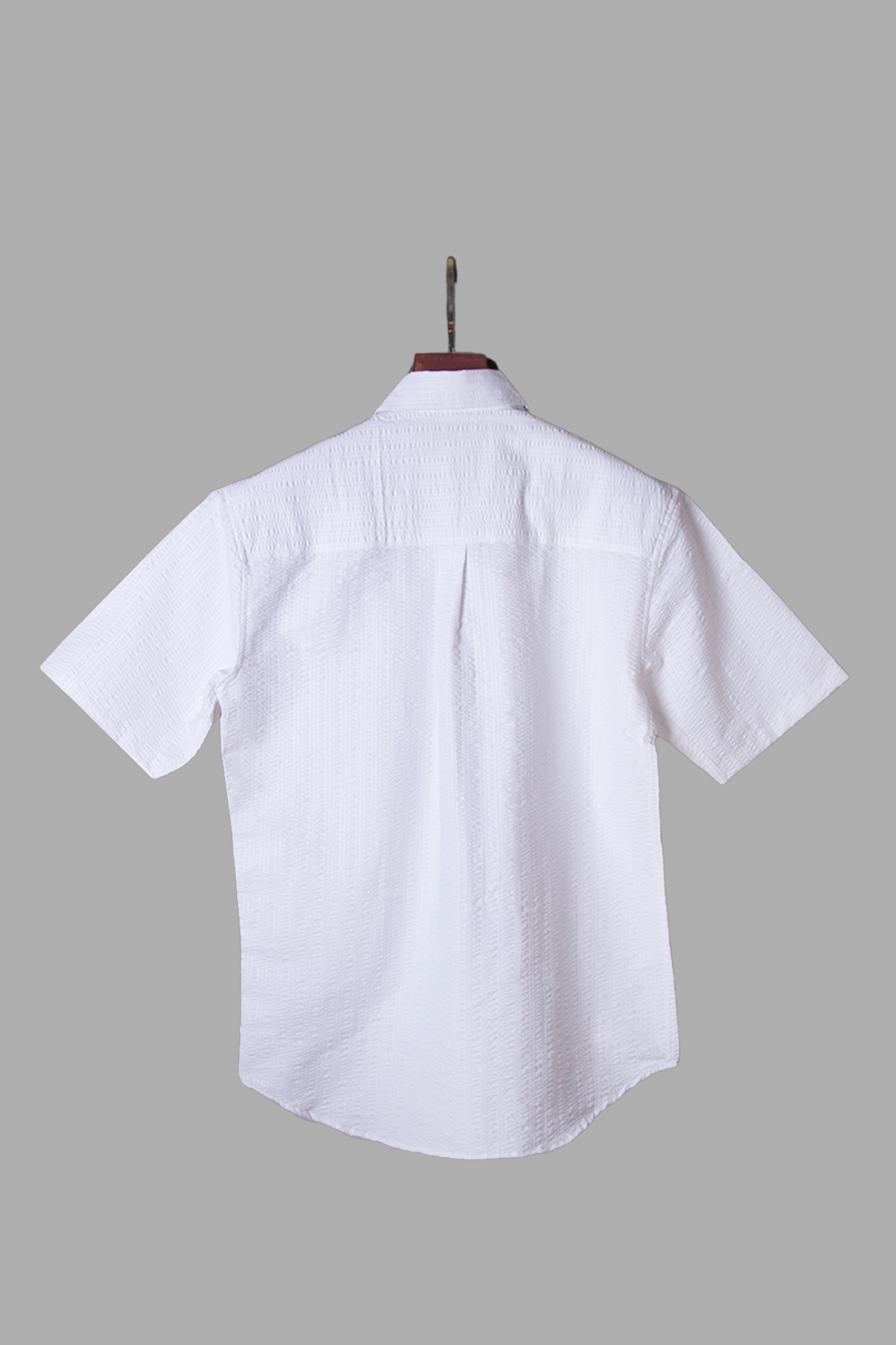 White Seersucker Shirt Half Sleeve Image 2