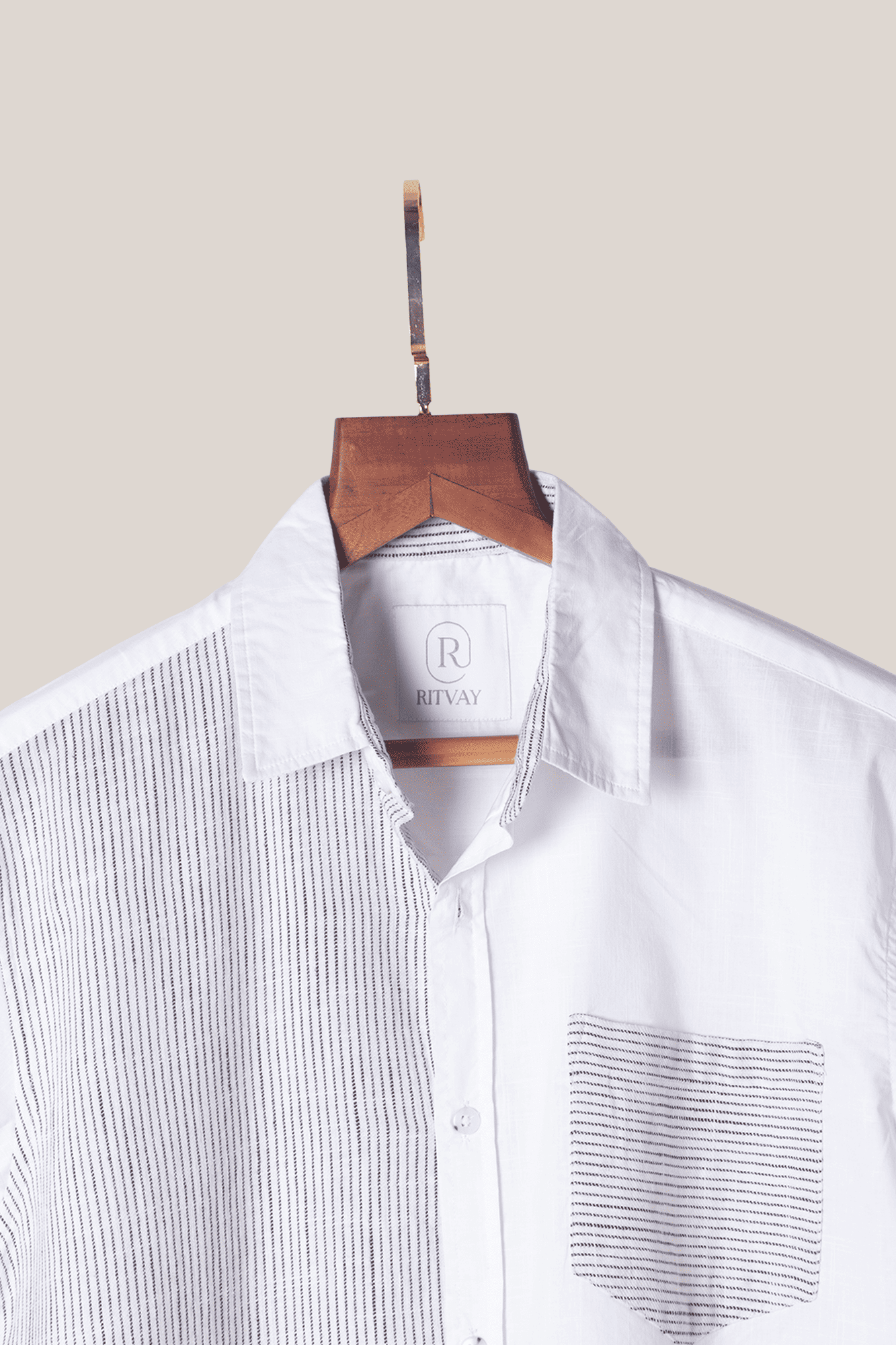 White Slub Stripe Shirt Image 3