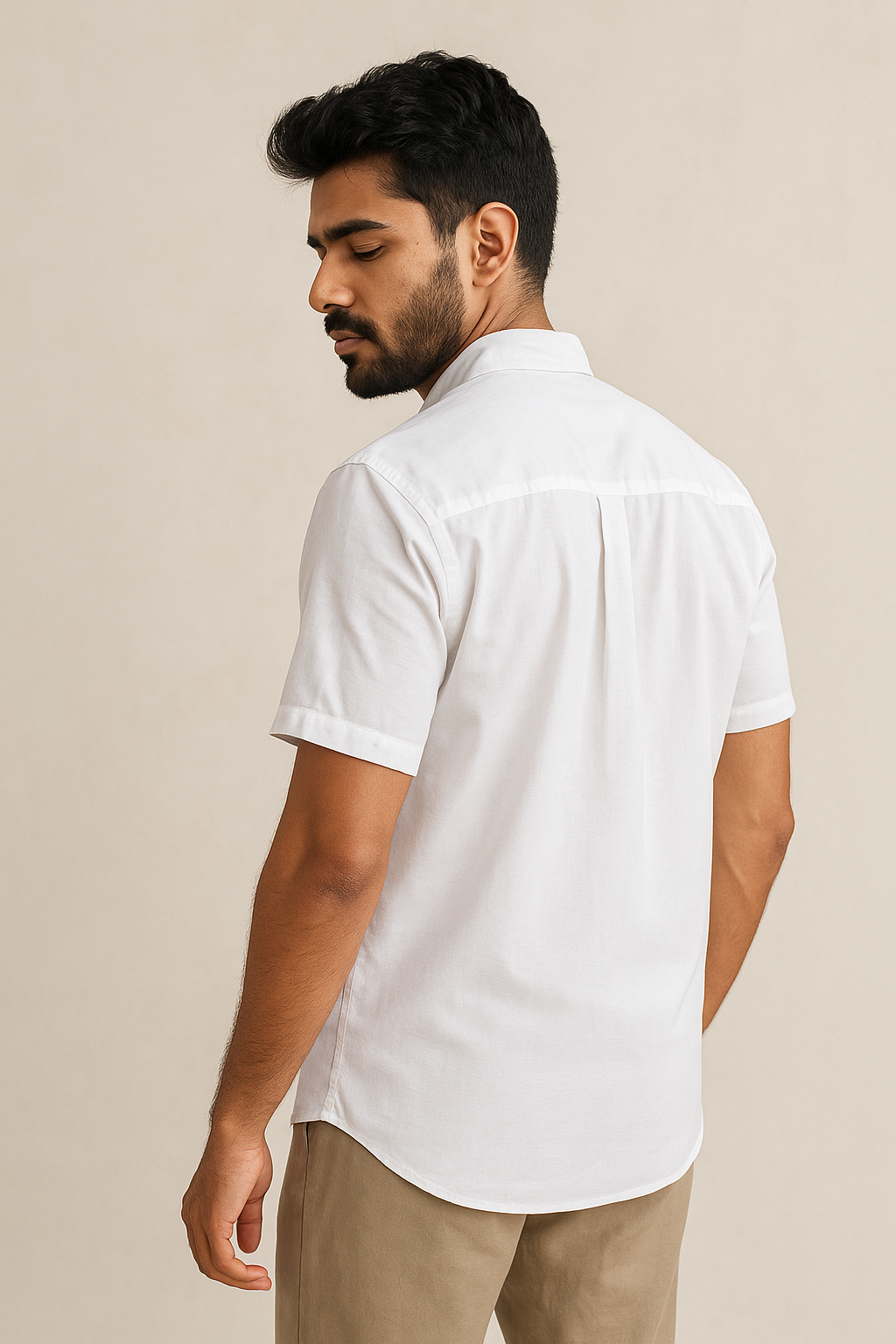 White Slub Stripe Shirt Model 2
