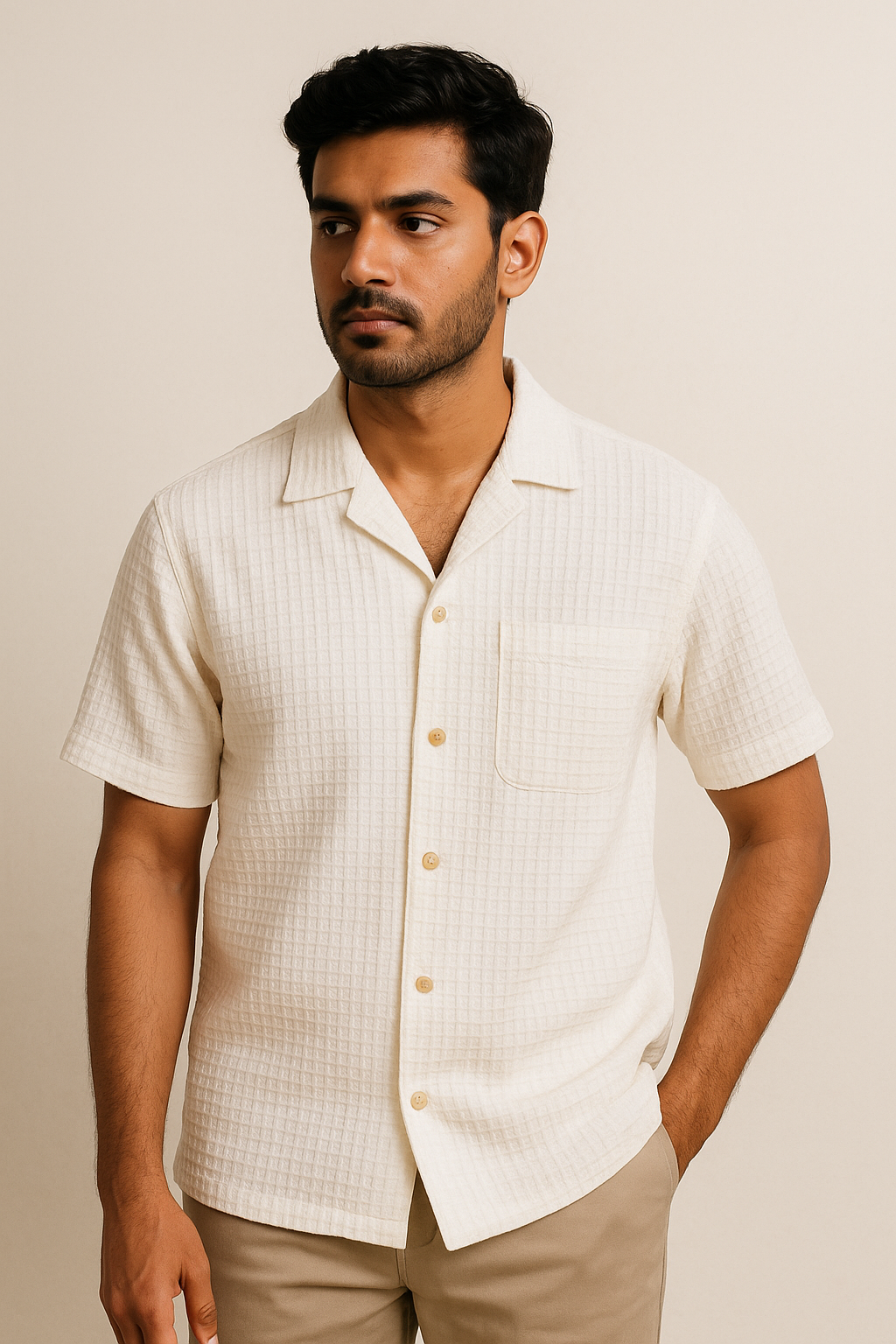 White Dobby Shirt Model 1
