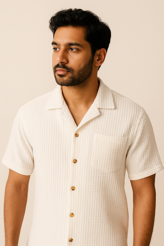 White Dobby Shirt Model 3