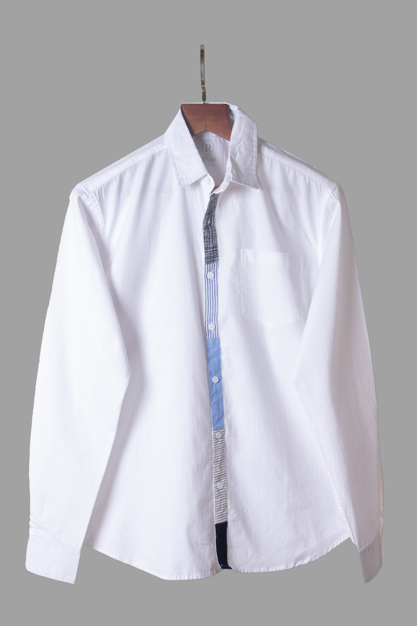 White Shirt with Contrast Placket Image 1