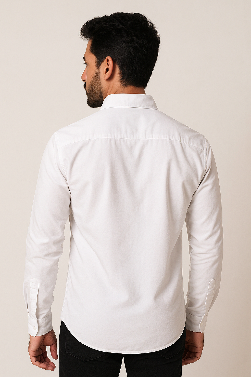 White Shirt with Contrast Placket Model 2