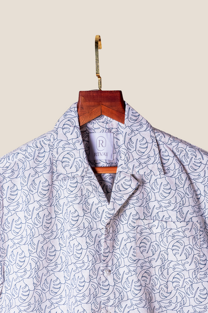 Beige Leaf Print Resort Shirt Image 3