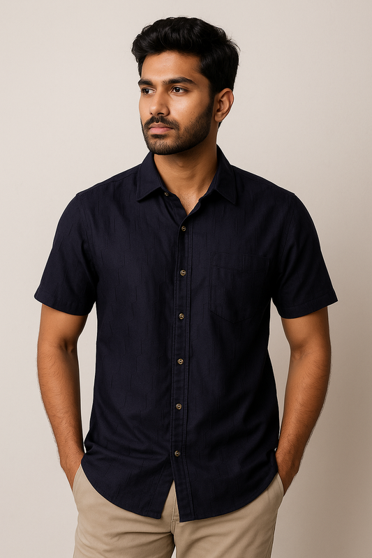 Black Dobby Cotton Shirt Model 1