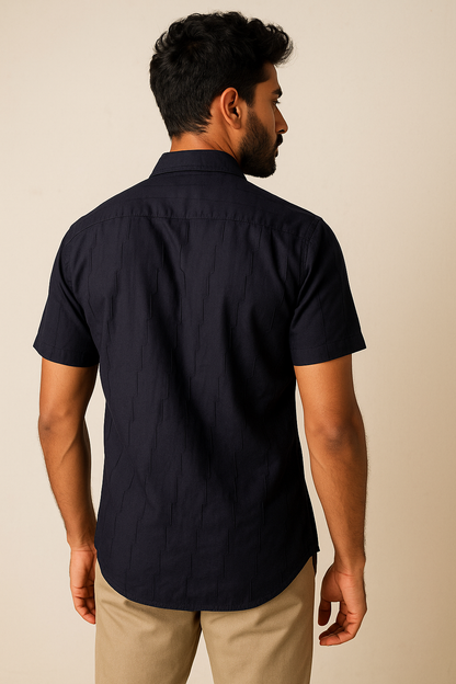 Black Dobby Cotton Shirt Model 2