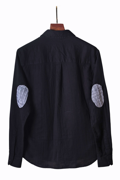Black Plain Double Cloth Shirt Image 2