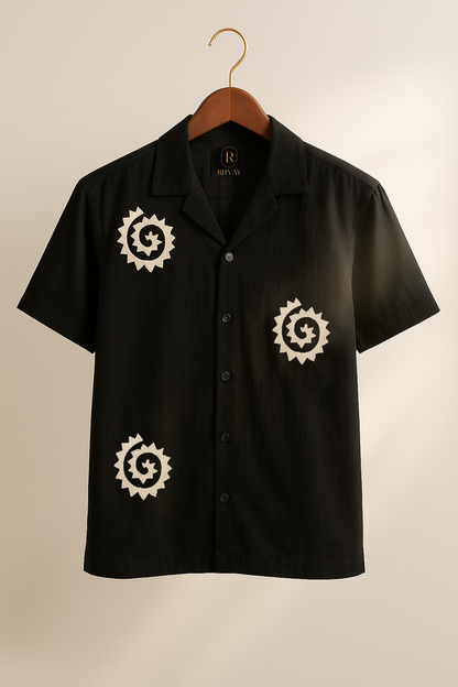 Black White Circle Embroidery