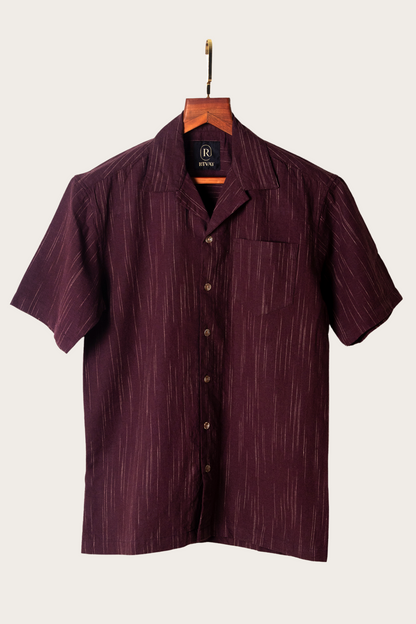 Brown Slub Shirt Half Sleeve Image 1
