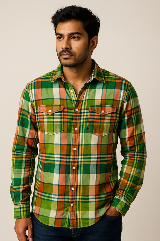 Multi-Check Dual-Layer Shirt Model 1