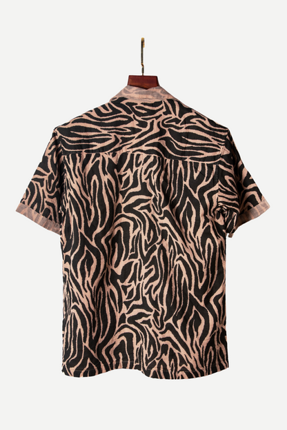 Olive Beige Zebra Print Shirt Image 2