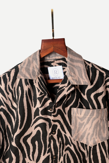 Olive Beige Zebra Print Shirt Image 3