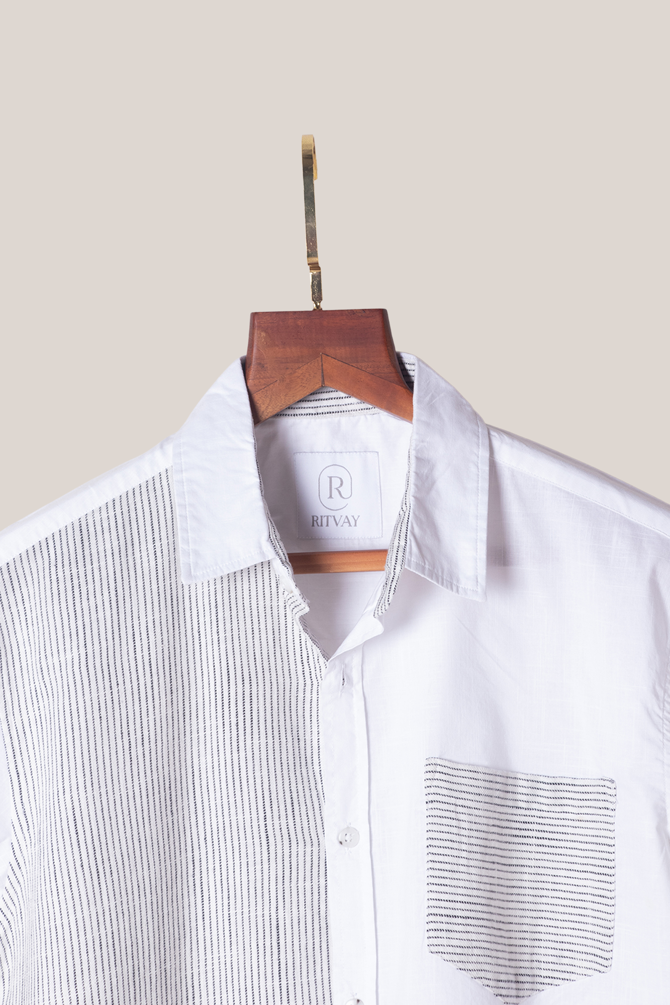 White Slub Stripe Shirt Image 3