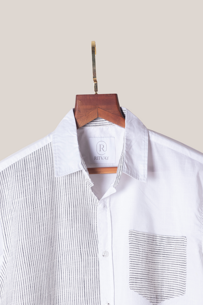 White Slub Stripe Shirt Image 3